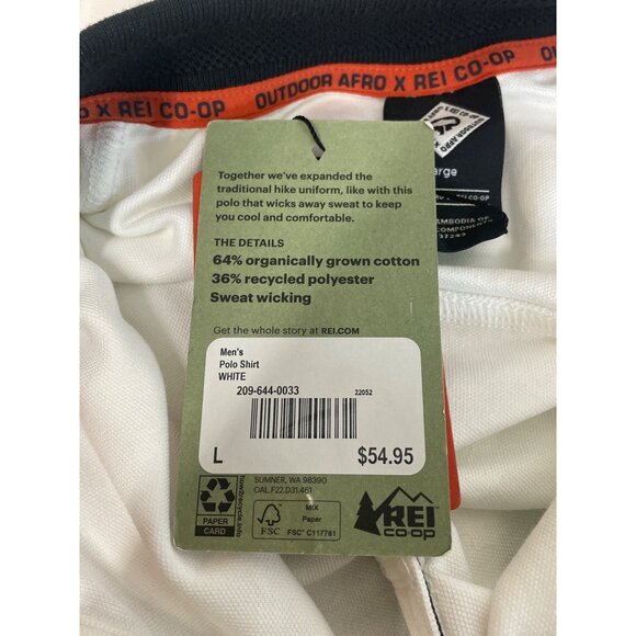 Outdoor Afro Men's Classic Fit Button Up White Polo Shirt Sz L - NWT - Picture 6 of 9